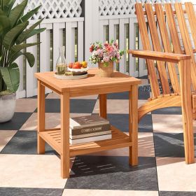 Acacia Wood Side Table with Storage Shelf Acacia Wood Side Table with Storage Shelf