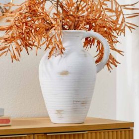 Washed White Pitcher Vase – 12" Washed White Pitcher Vase – 12"